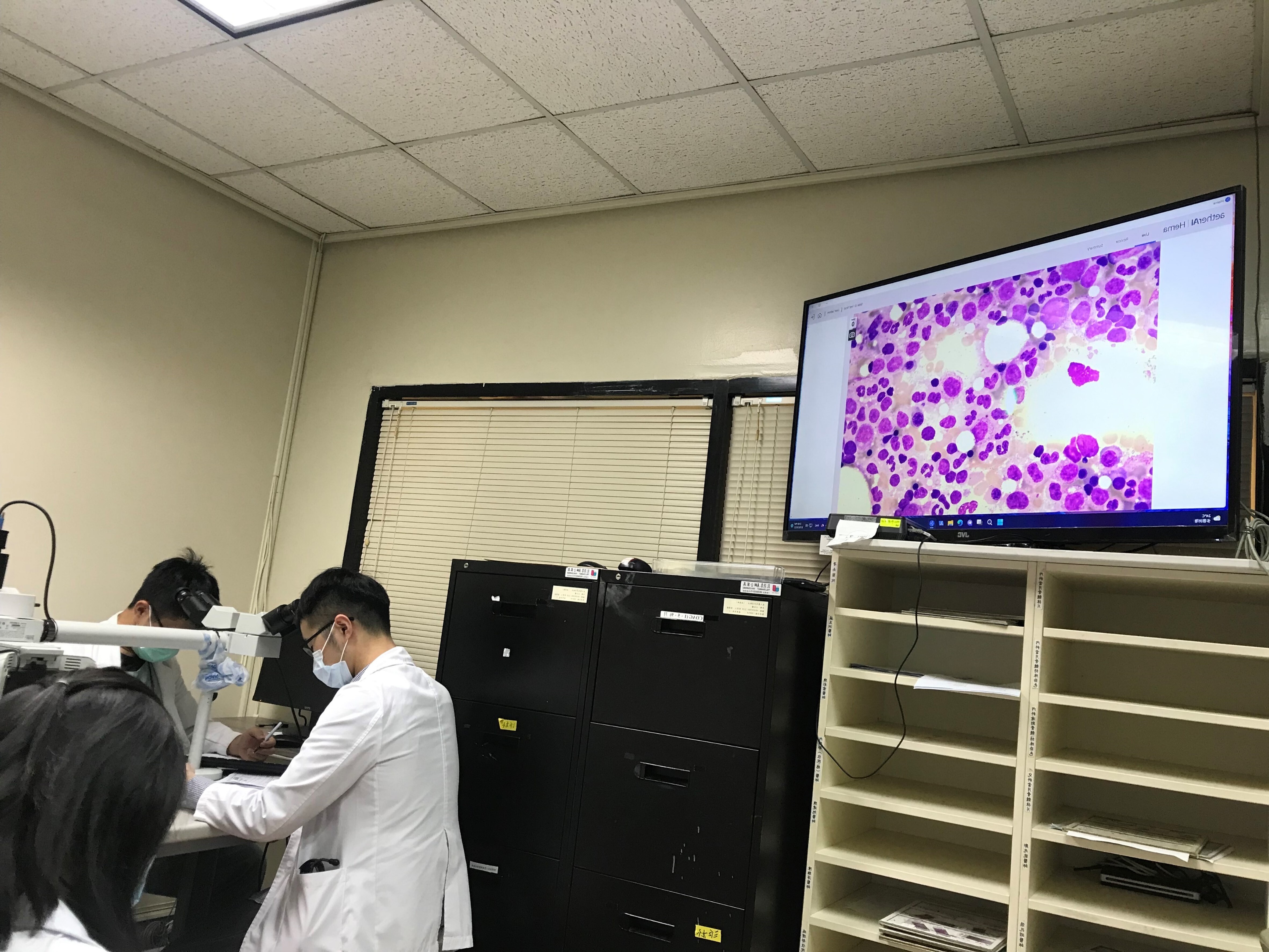 Figure 2. Students learning about the digital pathology system in class.